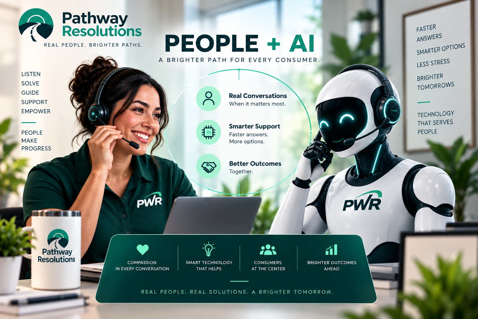 Pathway Resolutions — live specialists and AI-assisted tools working together to help consumers resolve their accounts.